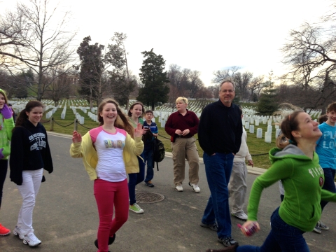 Lively teens at Arlington National Cemetery