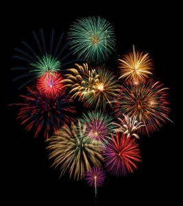 Festive and colorful fireworks display